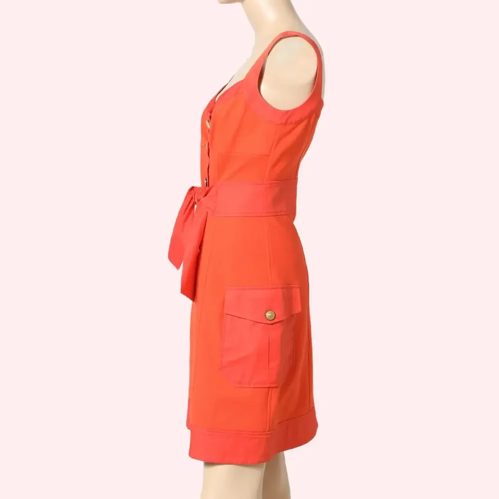 DIANE VON FURSTENBERG Orange V-Neck Button-Up Mini Dress - Picture 7 of 11